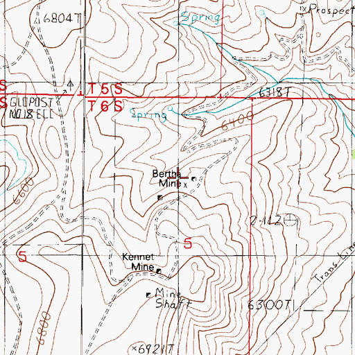 Topographic Map of Bertha Mine, MT