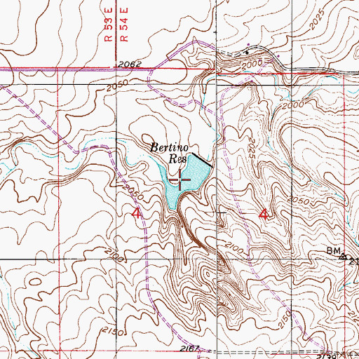 Topographic Map of Bertino Reservoir, MT