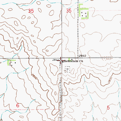 Topographic Map of Bethlehem Church, MT