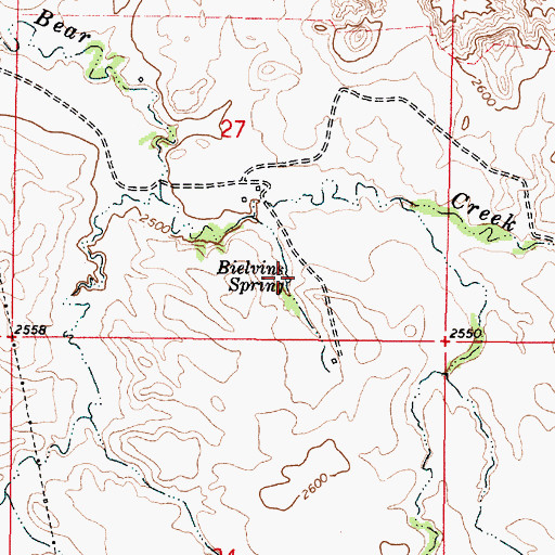 Topographic Map of Bielvins Spring, MT