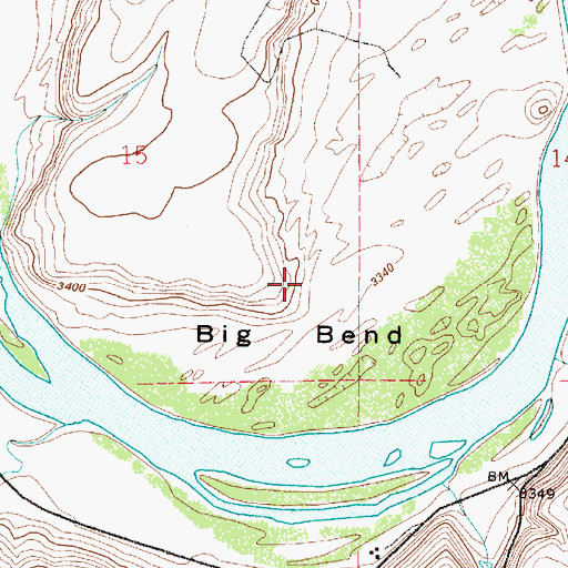 Topographic Map of Big Bend, MT