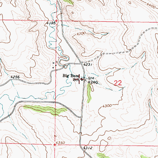 Topographic Map of Big Bend School, MT