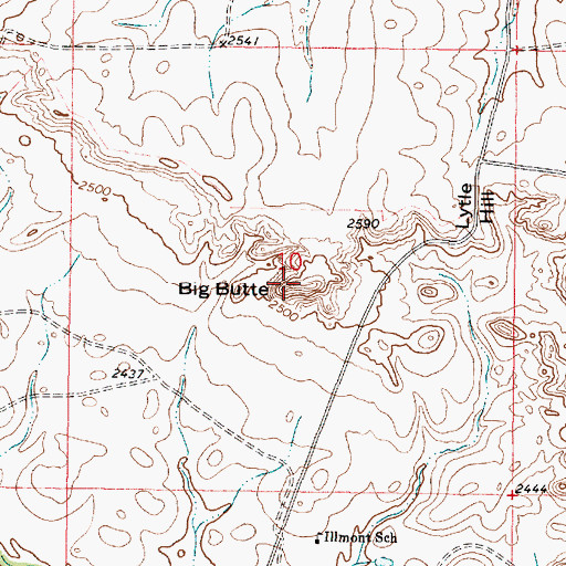 Topographic Map of Big Butte, MT