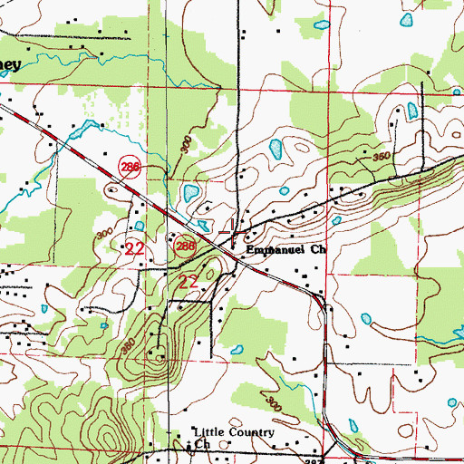 Topographic Map of Emmanuel Baptist Church, AR