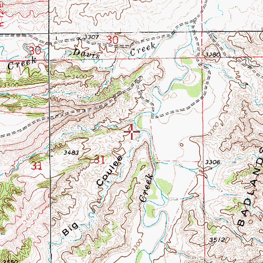 Topographic Map of Big Coulee, MT