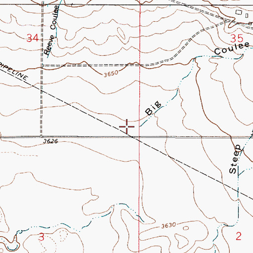 Topographic Map of Big Coulee, MT
