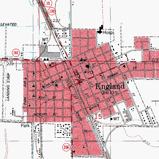 Topographic Map of England, AR