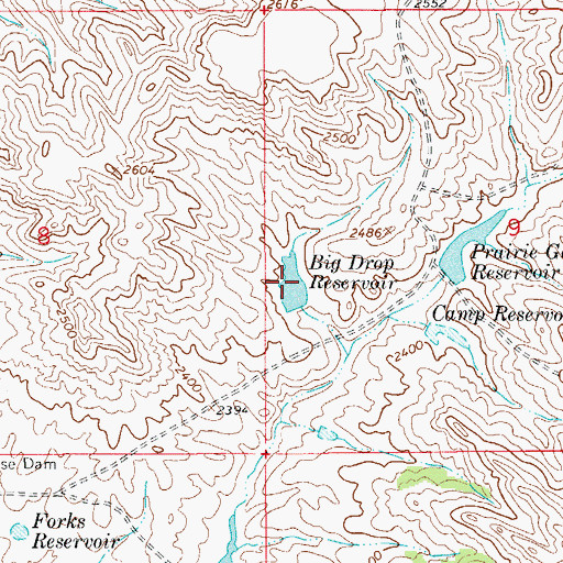 Topographic Map of Big Drop Reservoir, MT