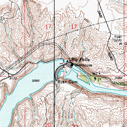 Topographic Map of Big Falls, MT