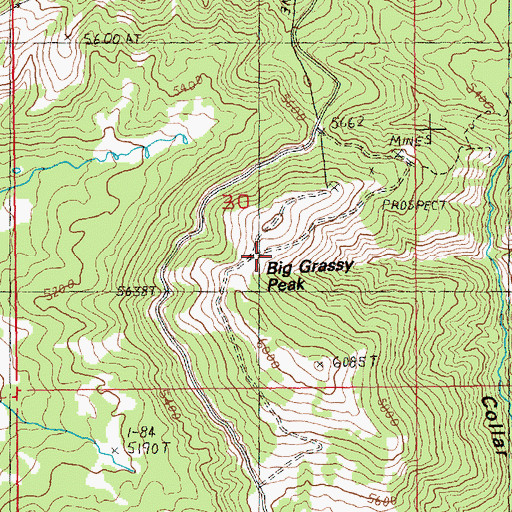 Topographic Map of Big Grassy Peak, MT
