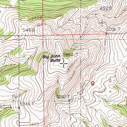 Topographic Map of Big John Butte, MT