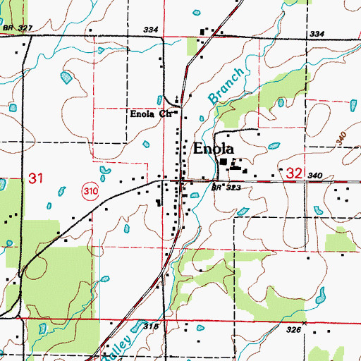 Topographic Map of Enola, AR