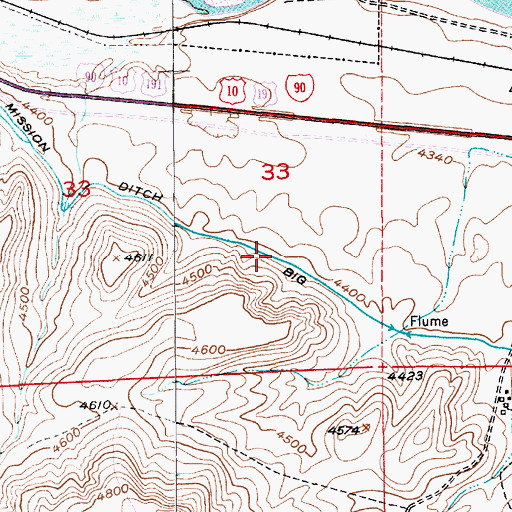 Topographic Map of Big Mission Ditch, MT