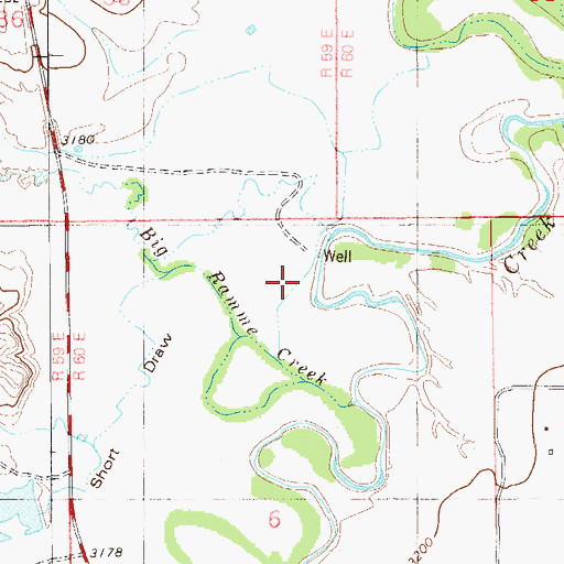 Topographic Map of Big Ramme Creek, MT
