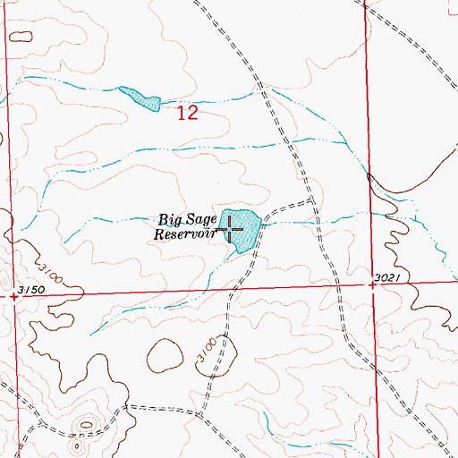 Topographic Map of Big Sage Reservoir, MT