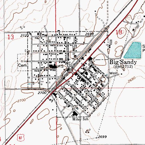 Topographic Map of Big Sandy, MT