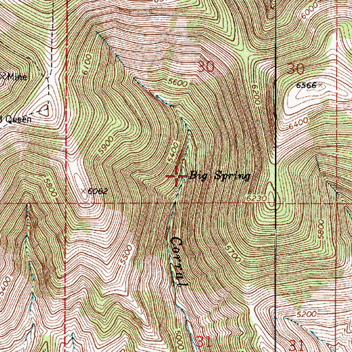 Topographic Map of Big Spring, MT