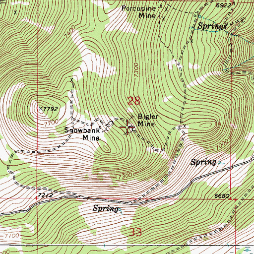 Topographic Map of Bigler Mine, MT