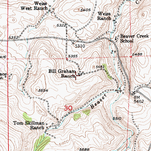 Topographic Map of Bill Graham Ranch, MT