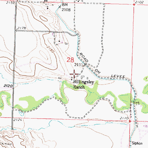 Topographic Map of Billingsley Ranch, MT