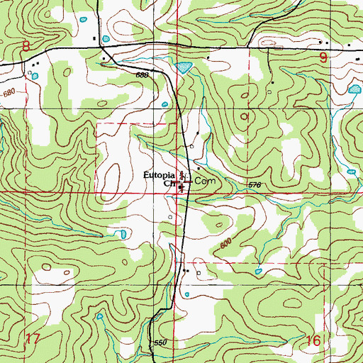 Topographic Map of Eutopia Church, AR