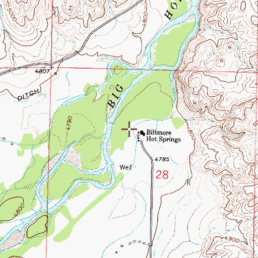 Topographic Map of Biltmore Hot Springs, MT
