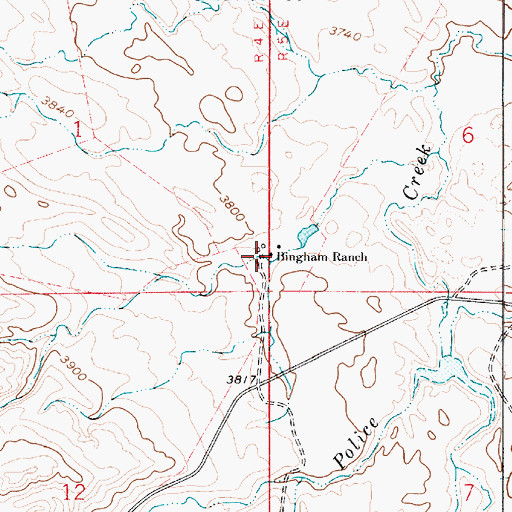 Topographic Map of Bingham Ranch, MT
