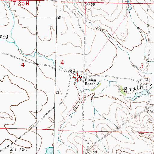 Topographic Map of Binion Ranch, MT