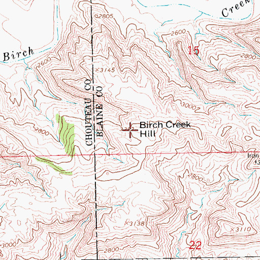 Topographic Map of Birch Creek Hill, MT