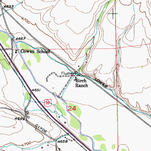 Topographic Map of Birch Ranch, MT