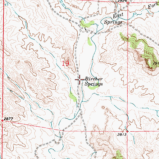 Topographic Map of Bircher Springs, MT