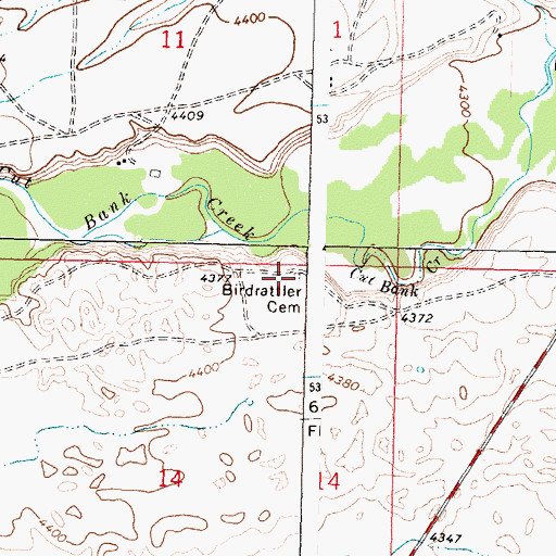 Topographic Map of Birdrattler Cemetery, MT