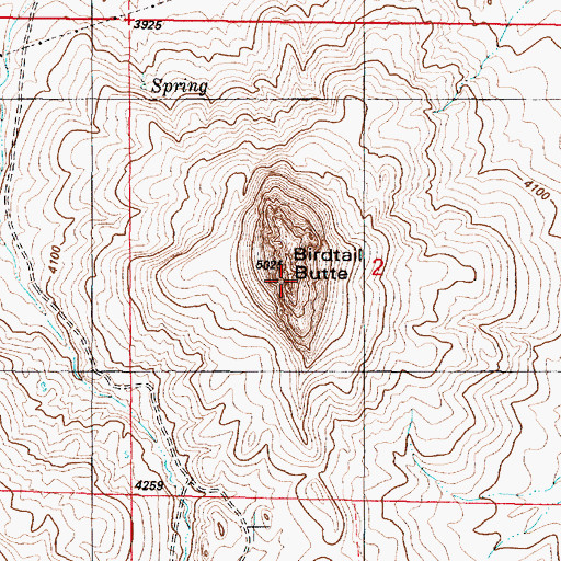 Topographic Map of Birdtail Butte, MT