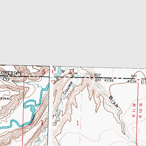 Topographic Map of Bish Coulee, MT