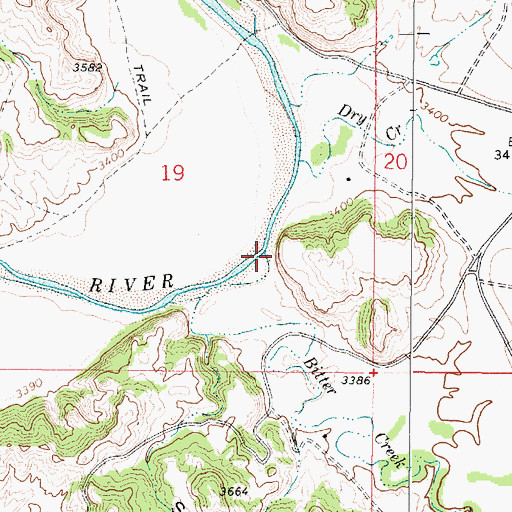 Topographic Map of Bitter Creek, MT