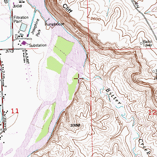 Topographic Map of Bitter Creek, MT