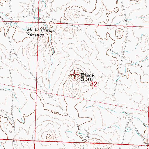 Topographic Map of Black Butte, MT