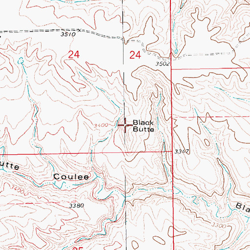 Topographic Map of Black Butte, MT