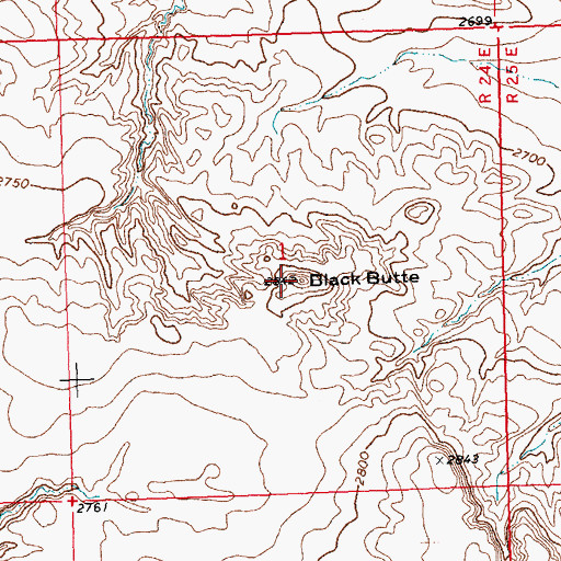 Topographic Map of Black Butte, MT