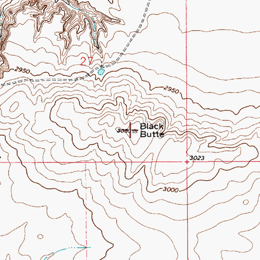 Topographic Map of Black Butte, MT