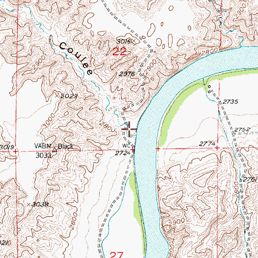 Topographic Map of Black Coulee, MT