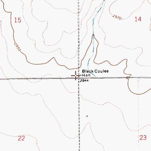Topographic Map of Black Coulee Hall, MT