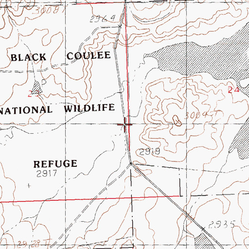 Topographic Map of Black Coulee National Wildlife Refuge, MT