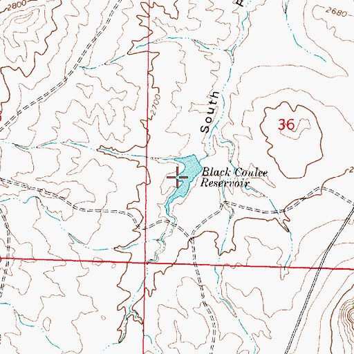Topographic Map of Black Coulee Reservoir, MT