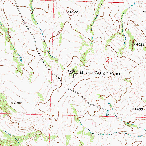 Topographic Map of Black Gulch Point, MT