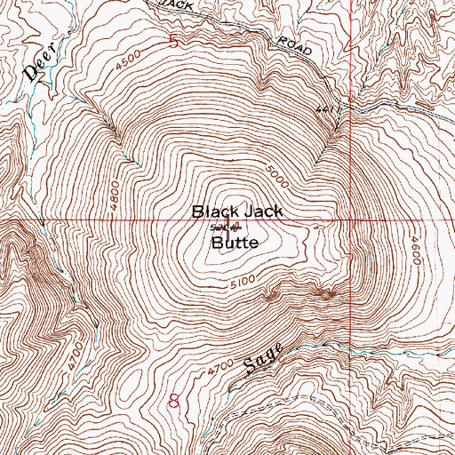 Topographic Map of Black Jack Butte, MT