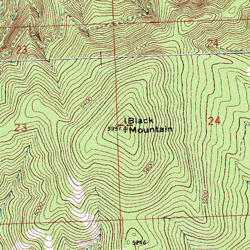Topographic Map of Black Mountain, MT