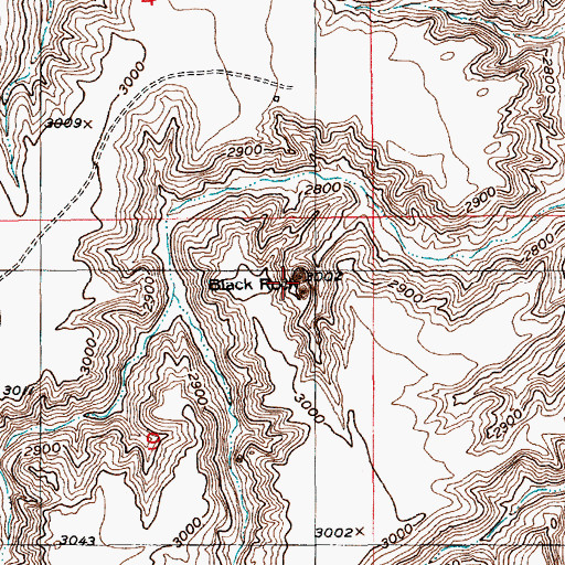 Topographic Map of Black Rock, MT