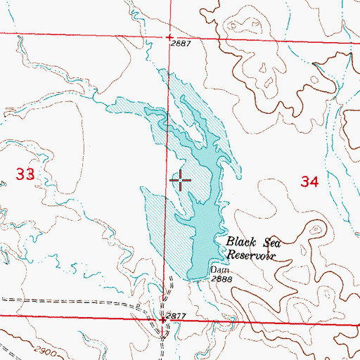 Topographic Map of Black Sea Reservoir, MT