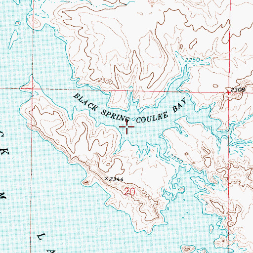 Topographic Map of Black Spring Coulee Bay, MT
